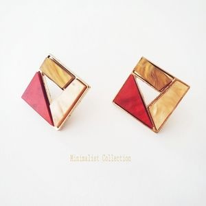Minimalist Earth Tone Square Acrylic Earrings